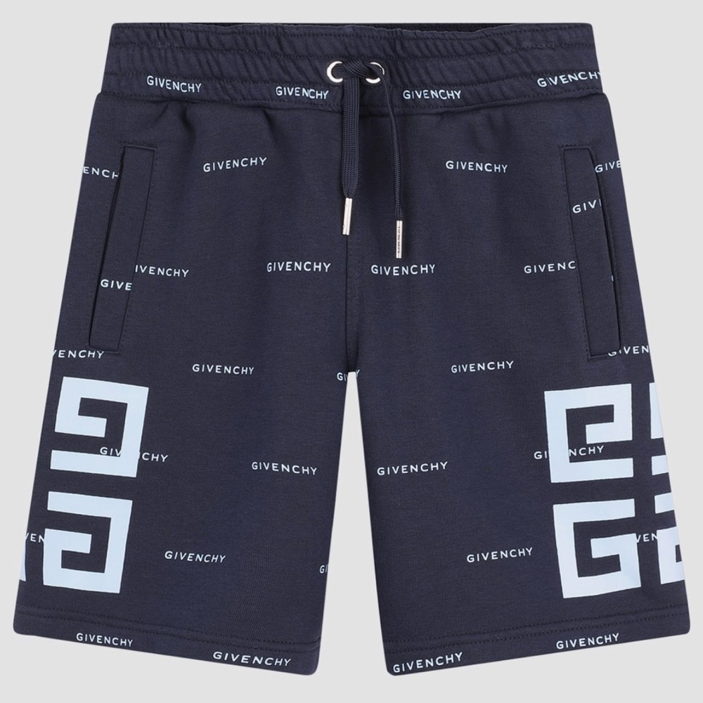 Givenchy Navy Blue Logo Shorts